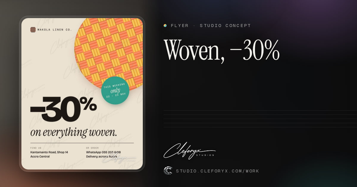 Woven, −30%: flyer by Cleforyx Studio