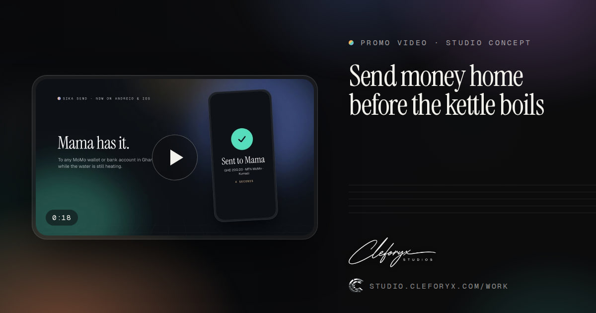 Send money home before the kettle boils: promo video by Cleforyx Studio