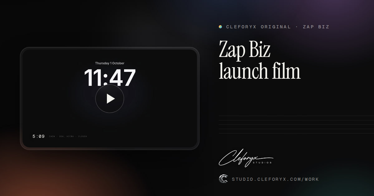 Zap Biz launch film: cleforyx original by Cleforyx Studio